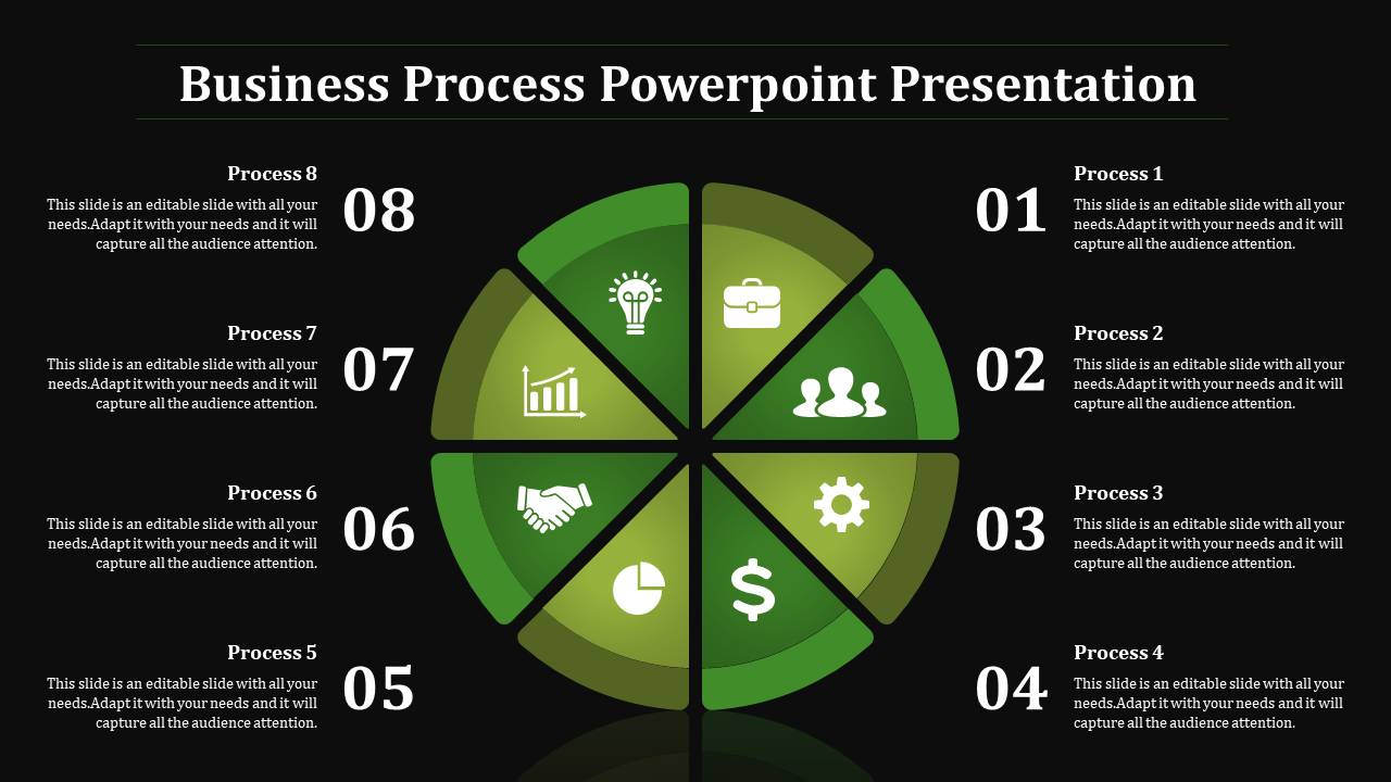 Business Process Template PowerPoint Black Theme Background